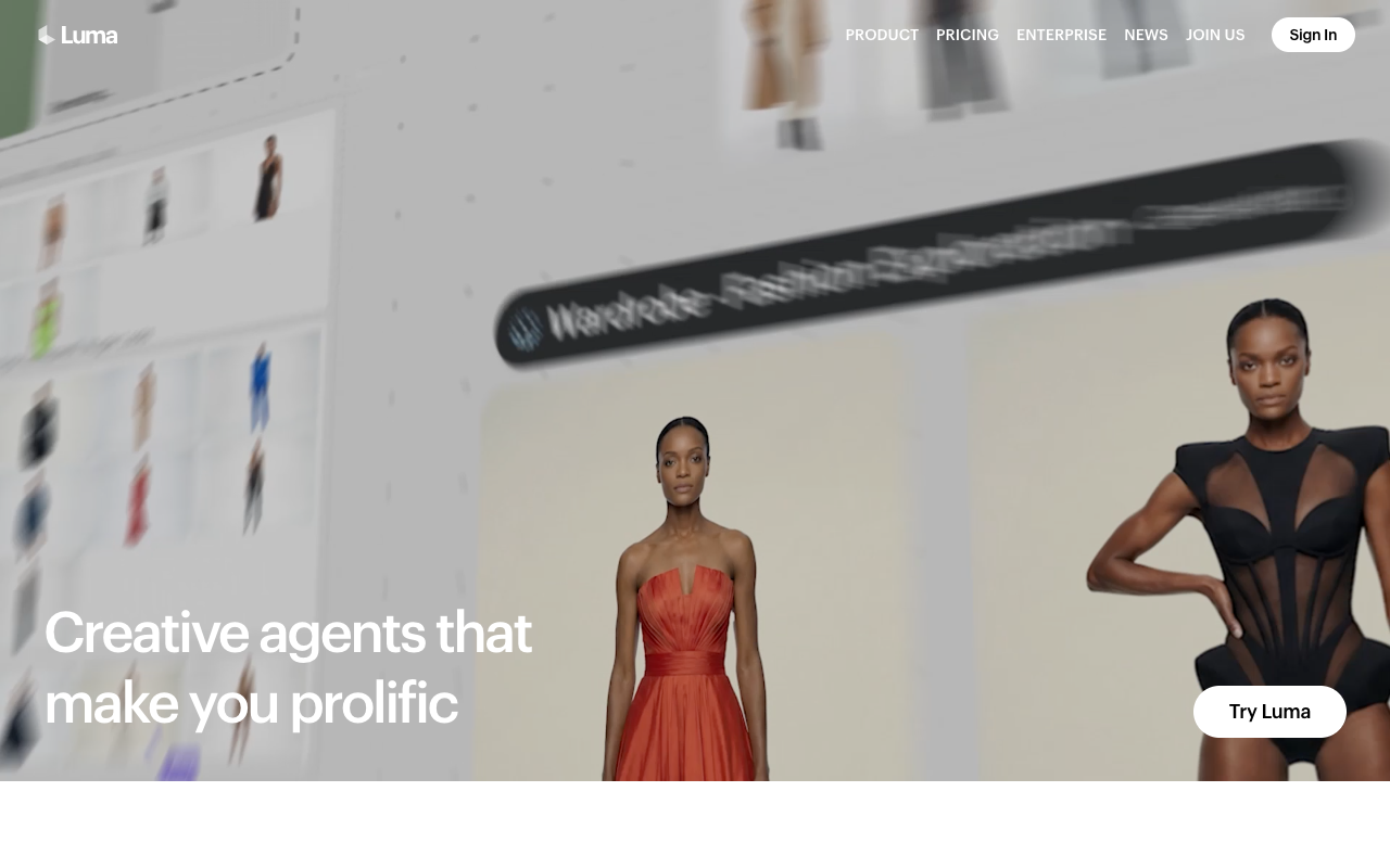 Luma Dream Machine interface