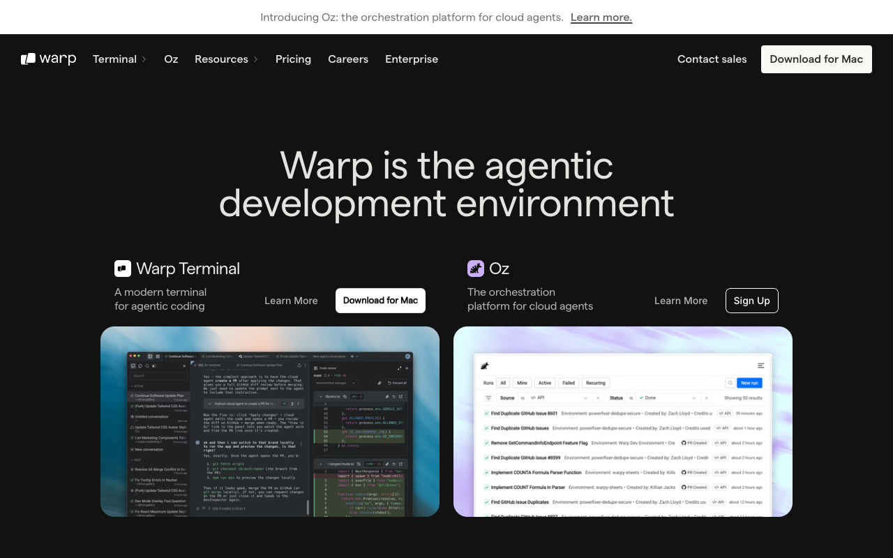 Warp Terminal interface