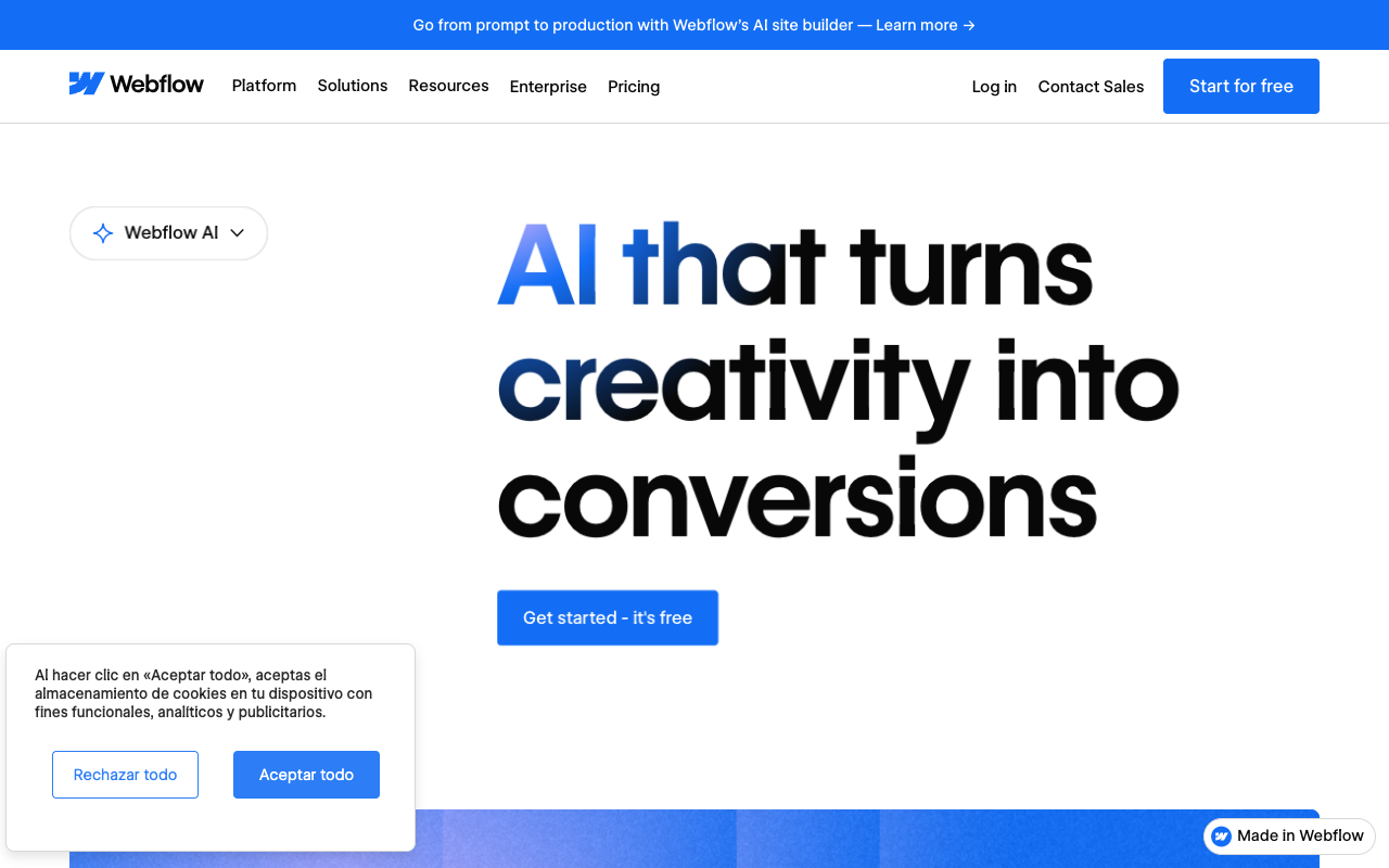 Webflow AI interface
